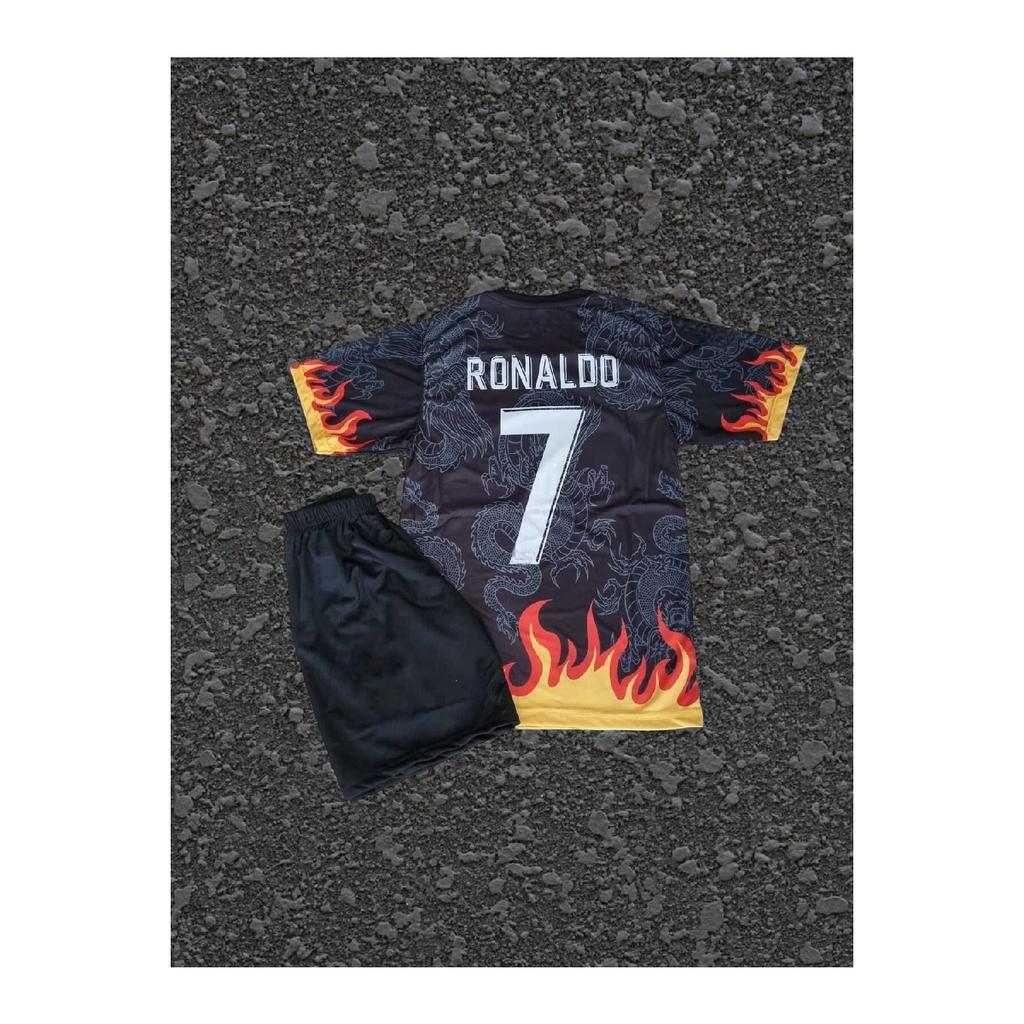 Черный детский футбольный трикотаж и шорты специального дизайна Ronaldo Flaming, комплект из 2 предметов