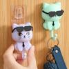 1 Pair Home Hook Organizer Cartoon Cat Style DIY Round Hook Waterproof Moisture-Proof Kitchen Hanger