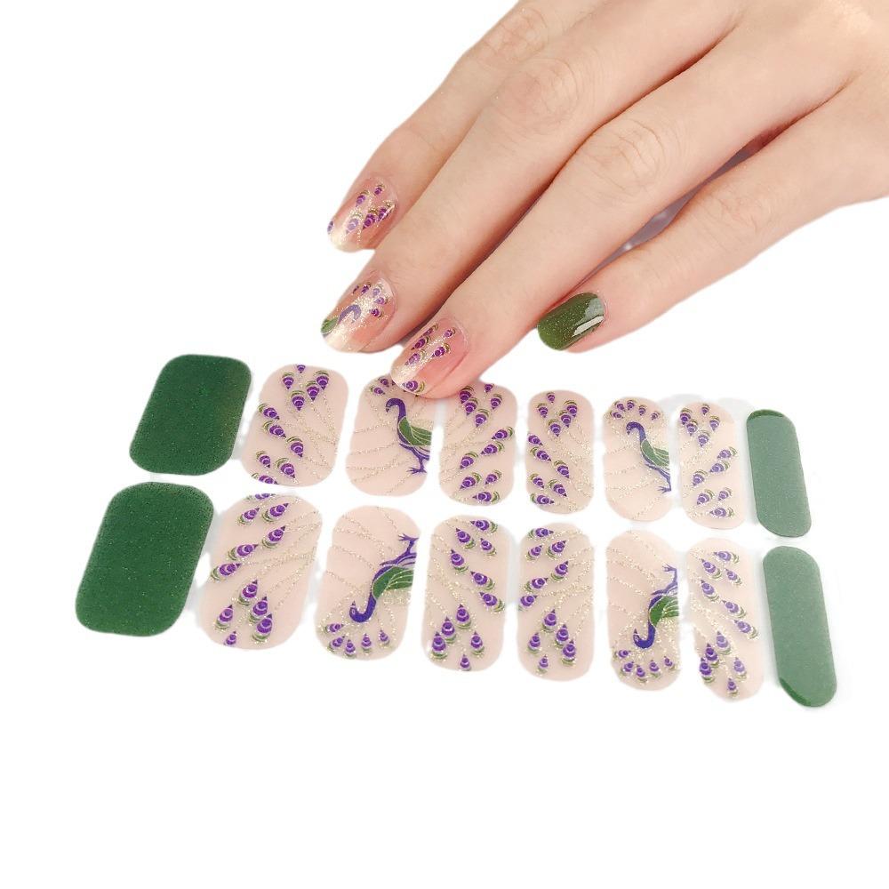 ZM Full Cover No-Cure Gel Nail Wraps, Halloween Style Autumn Winter Nail Stickers, Nail Patch Films