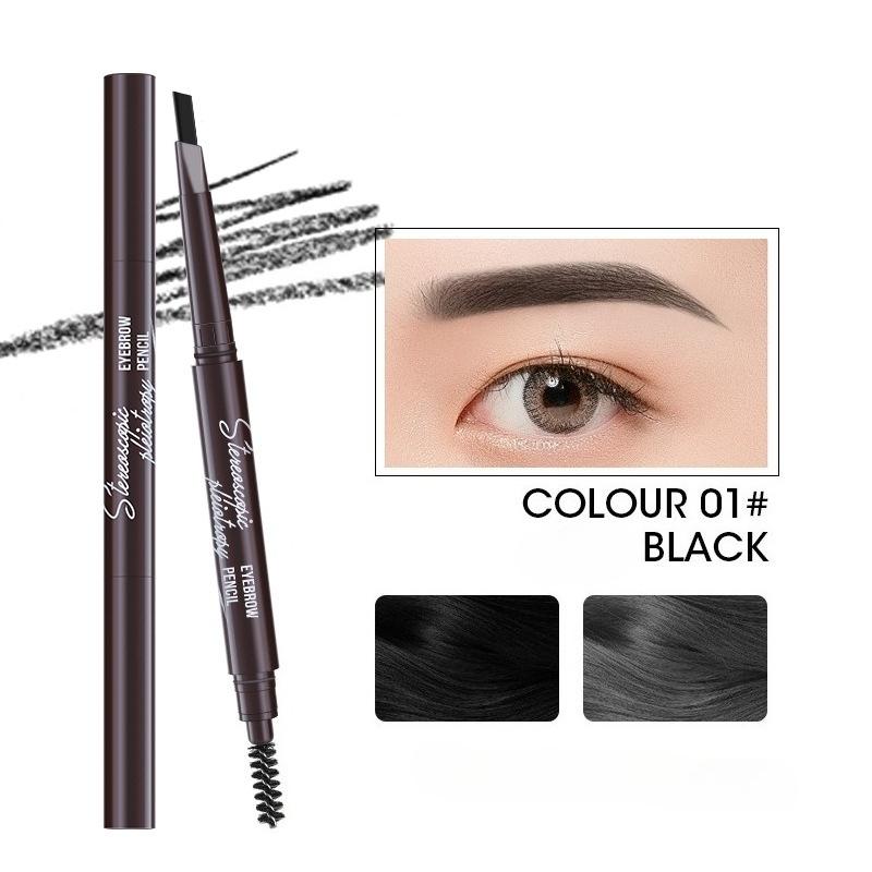 Dual-Ended Eyebrow Pencil with Triangular Tip & Brush - Perfect for All Skin Types