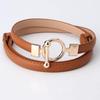 Adjustable Dark Leather Decorative Belt for Women - Fashionable Accessory for Dresses and Sweaters In Stock