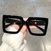 3pcs Large Square Frame Clear Lens Glasses Color Block Fashion Decorative Computer Spectacles For Women Men