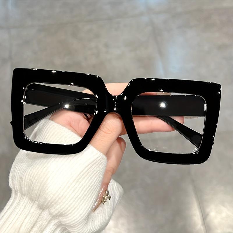 3pcs Large Square Frame Clear Lens Glasses Color Block Fashion Decorative Computer Spectacles For Women Men