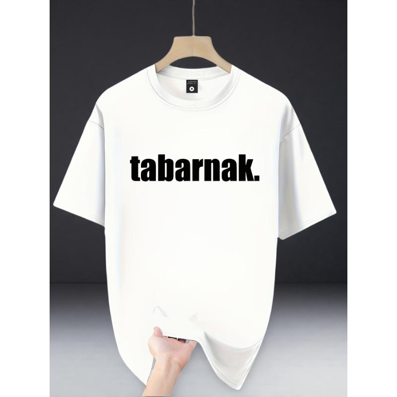 Европейские размеры Tabarnak Квебек Французская ругань Мужская футболка - Мягкая и прочная, Классический черный с смелым белым принтом, Свободный повседневный крой