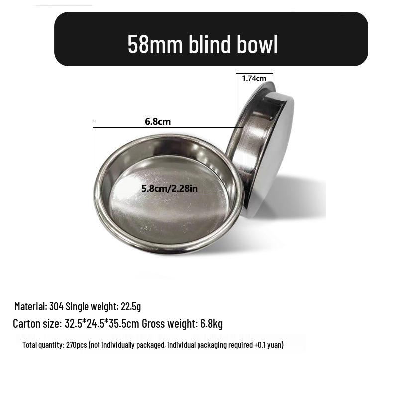 Stainless Steel Coffee Powder Bowl Filter: Single/Double 51, 58 & 53 Blind Bowl Options