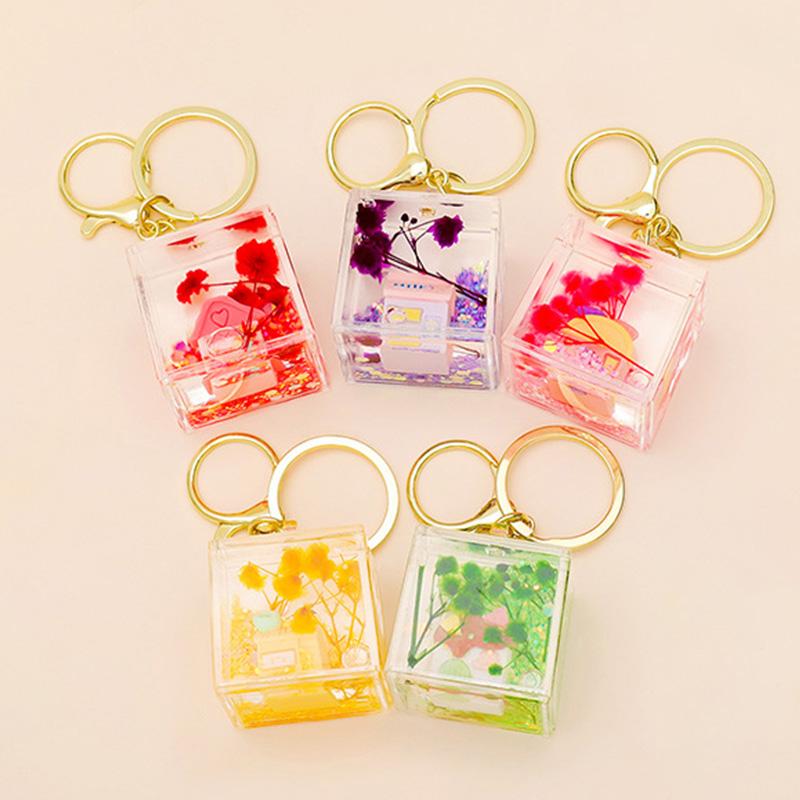 1шт плавающий жидкий брелок квадратный школьный рюкзак кулон аксессуары акриловые мультяшные автомобильные подвески ювелирные изделия шарм красочные