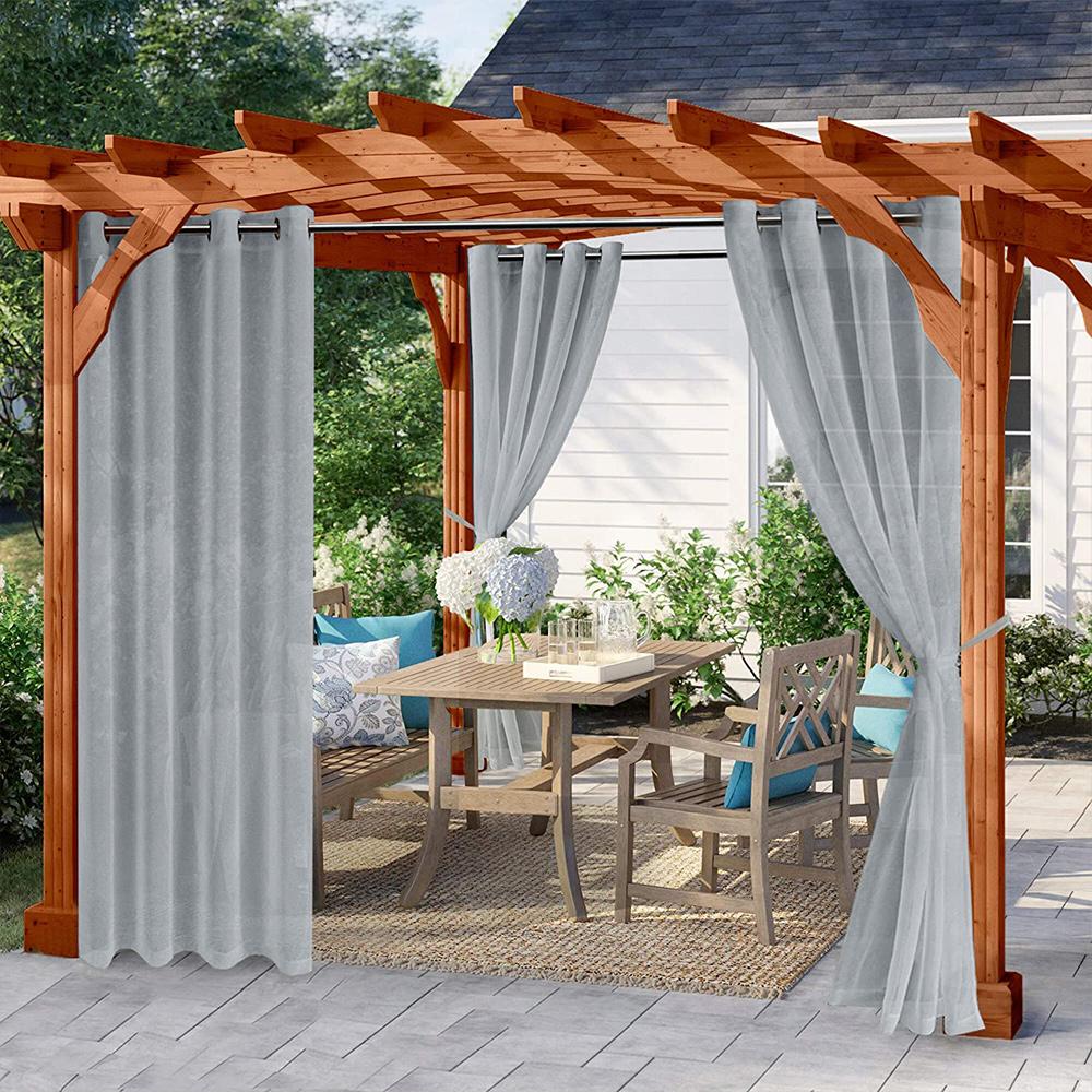 2PC Curtain Modern Simple Waterproof Solid Color Trilon Transparent Perforated Sunscreen Antiple UV Curtain Fabric