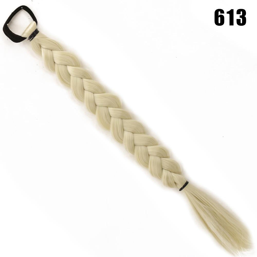 Synthetic Long Twist Braid Ponytail Extensions With Rubber Band 24 Inch Boxing Braided Hair Extensions For Women Daily Use