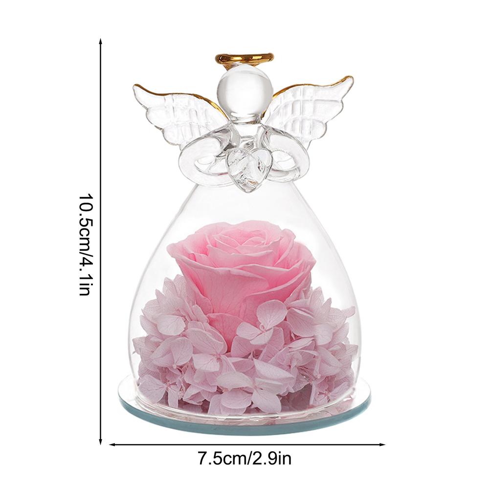 Eternal Flowers Angel Rose Figurines Gifts Preserved Rose In Angel Glass Cover Mothers Day Valentine Day Gifts For Mother Women