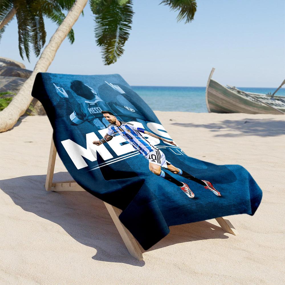 Football Messi Beach Towel High Absorbency Quick-Dry Comfortable Lightweight Suitable for Swimming, Gym, Camping, Yoga Vacation