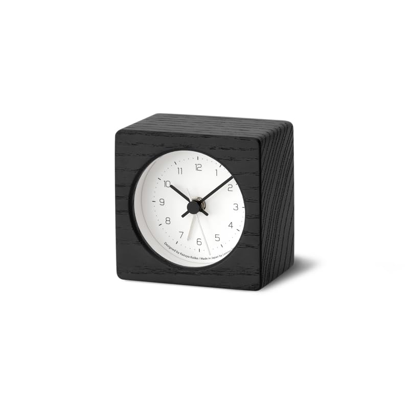 Lemnos NEUT Alarm Clock, Analog, Natural Wood Grain, Black, KK24-09 BK