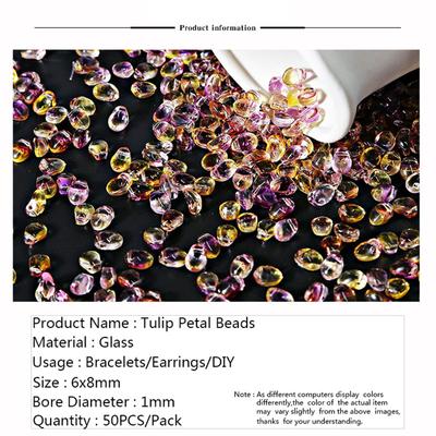 50 шт./упак. 8x6 мм чешские стеклянные бусины с каплями воды, стеклянные бусины, аксессуары для изготовления ювелирных изделий, фурнитура для ювелирных изделий, сделай сам, лепестки тюльпана, ожерелье, серьги