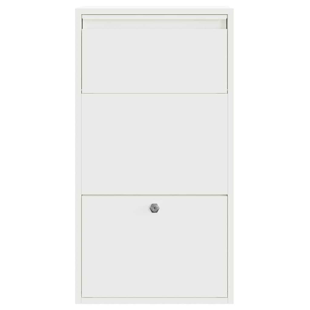 Parcel Drop Box with Storage and Door White 44 x 22 x 82 cm Steel