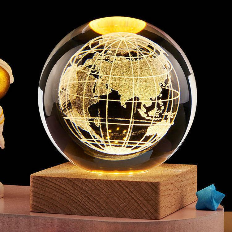 Подарочный уникальный 3D хрустальный шар-лампа с проекциями галактик и планет USB ночник для уютной атмосферы плазменный шар