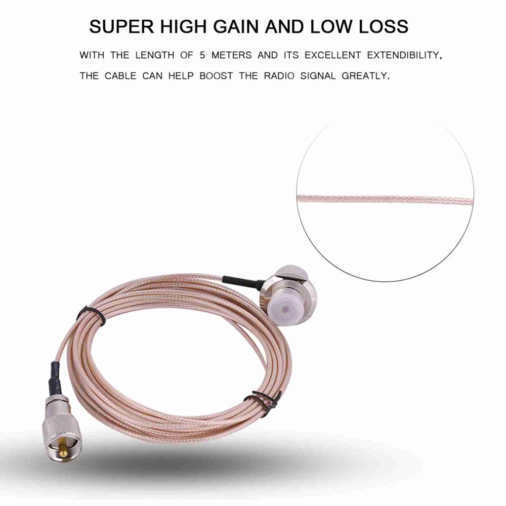 5m RG-316 PL-259 Male To Female Coaxial Extension Cord Cable Connector Antenna for WalkieTalkie