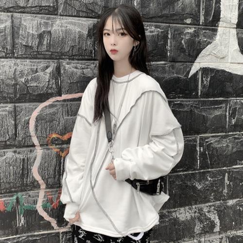 Autumn Thin Round Neck Personality Sweater Women's Long Sleeve Loose and Versatile Outer Top