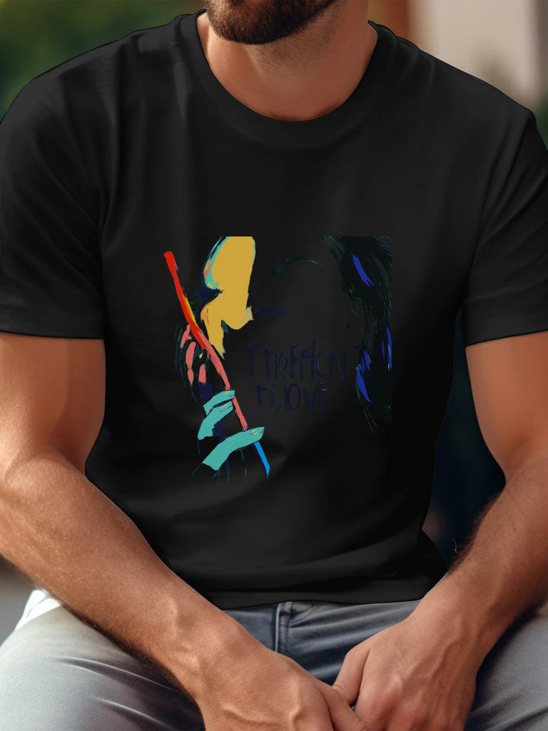 Casual Sarcastic Graphic T-shirt - 180g Cotton Crew Neck Short Sleeve Tee with Vibrant Geometric Print