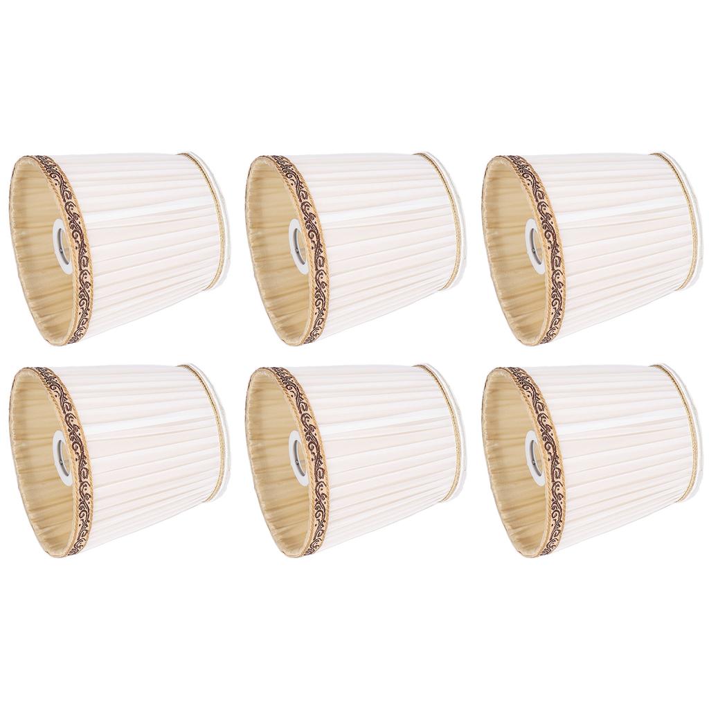 6 шт. тканевый сетчатый абажур на клипсе бежевый золотой край стиль для люстры E14 потолок