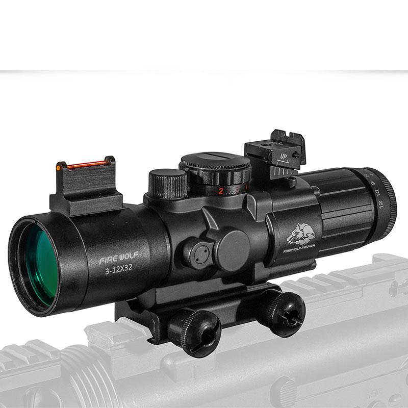 FIRE WOLF 3-12X32  Scope Red and Green Dot 20mm Dovetail Reflex Optical Scope Tactical Scope for  Snip