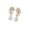 Hot Sale European and American Fashion Leaf Zircon Earrings Female Beauty Celebrity Versatile Banquet Jewelry