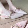 Туфли-лодочки Xiaoxiangfeng 2025 новая телесная расцветка острый носок металлическая одинарная перемычка ремешок на пятке туфли с открытым верхом на плоской подошве женские на низком каблуке