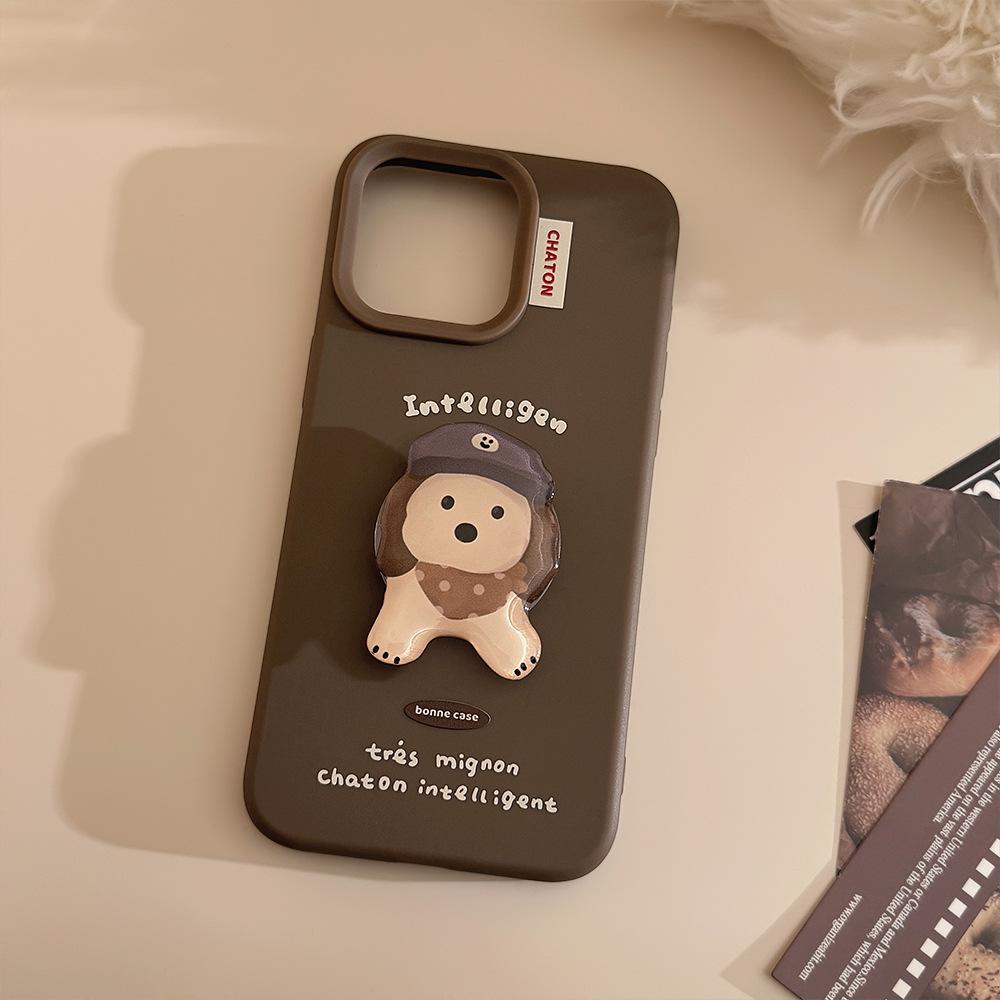 Чехол-подставка для телефона с мультяшным щенком, совместим и подходит для iPhone 16, 15, 14, 13/12, promax