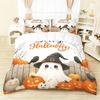 3pcs Halloween Cartoon Ghost Printed Duvet Covers, 1 Down Duvet Cover+2 Pillowcases, Coreless. Soft and Comfortable Bedding Set