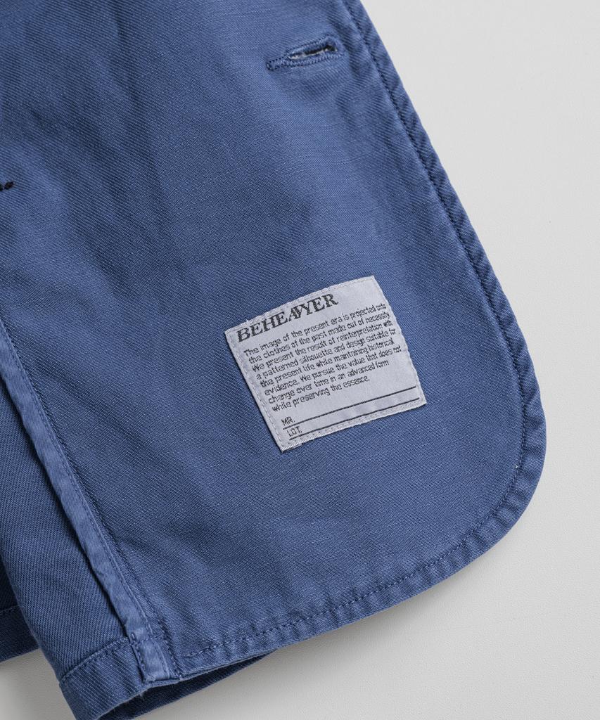 BEHEAVYER Dyed C/L French Db Jacket Faded Blue
