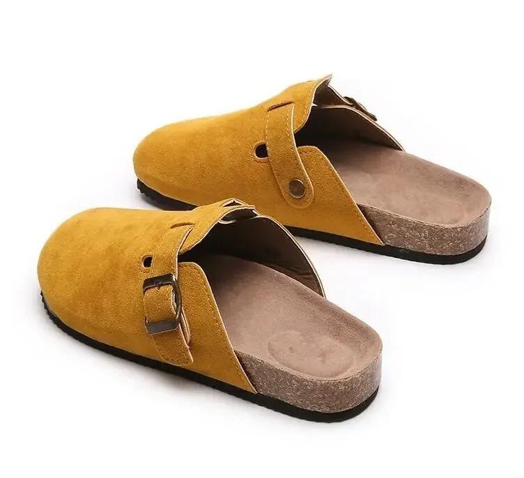 New Clogs Slippers For Women Men Cork Footbed Sandals Female Suede Mules Slides Beach Shoes