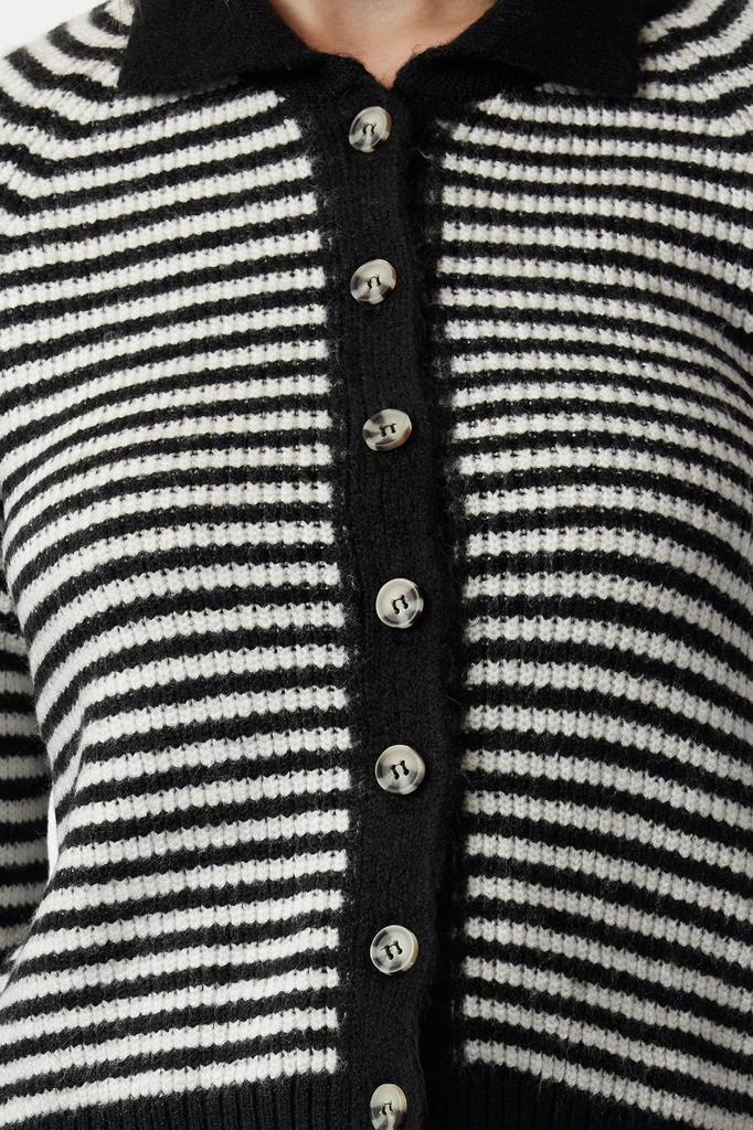 Женский кардиган Элегантный стиль Черный Мягкий Фактурный Цветной блок Вязаный кардиган