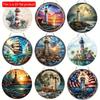 1pc 2d Flat Round Wooden Lighthouse Hanging Wreath Sign - 20cm, Nautical Theme Art Suitable for Wall Decor for Home, Bedroom, Window, Room, Door