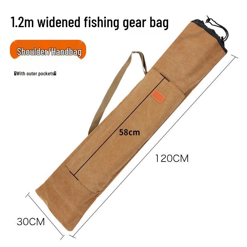Foldable Canvas Fishing Rod Bag: Large Capacity, Thickened Storage with Zipper, for Outdoor Tackle and Umbrella.