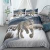 Running Snow Leopard Duvet Cover Set UK Single Double Queen US Twin Full King Size Pkm Bed Linen Set