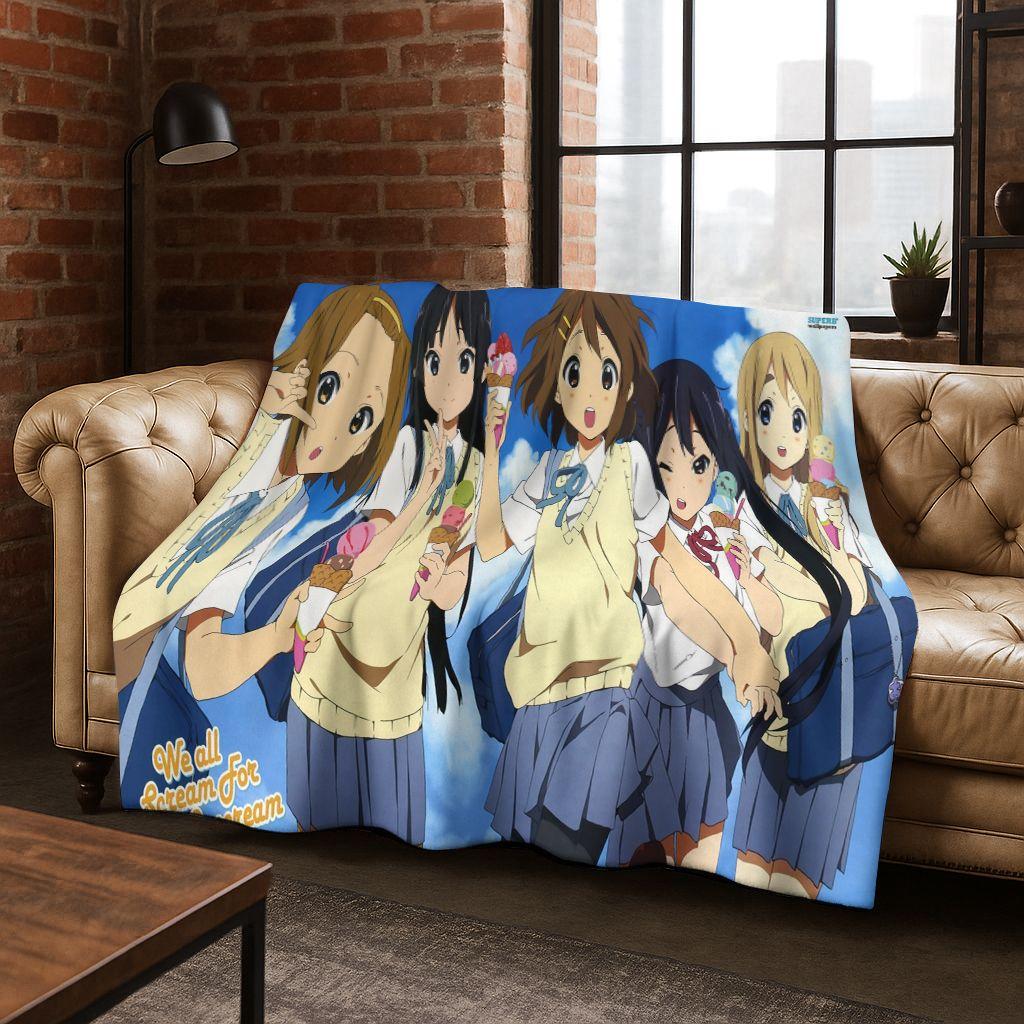 Аниме K-ON Кавайная Девочка Хирасава Юи Музыкальный Мультфильм Фланелевое Одеяло, Уютное Мягкое Плед для Дома Спальни Кровати Дивана Покрытие Ребенок