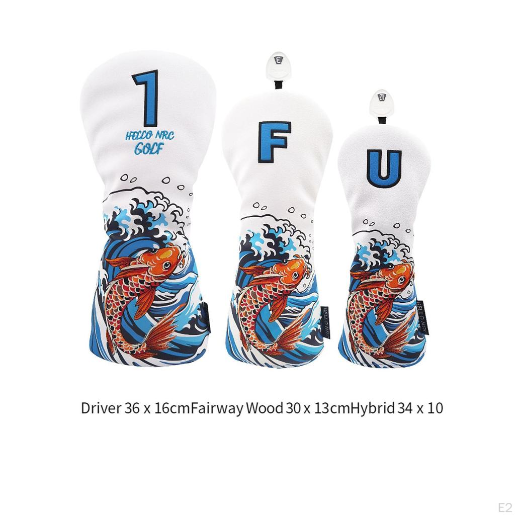 3 шт. чехлы для головок клюшек для гольфа, драйвер Fairway, износостойкие деревянные гибридные гольфисты