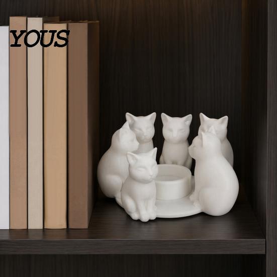 Прочная фигурка кошки Подарок 3D-печатный подсвечник, Эстетичный настольный декор с матовой шлифовкой, Интегрированная устойчивая гладкая изогнутая скульптура, Декор для дома