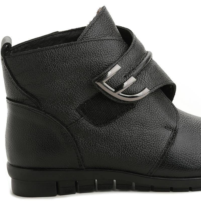 Модные женские ботильоны из натуральной кожи на плоской подошве, зимняя обувь, женские теплые нескользящие черные коричневые женские ботинки 887