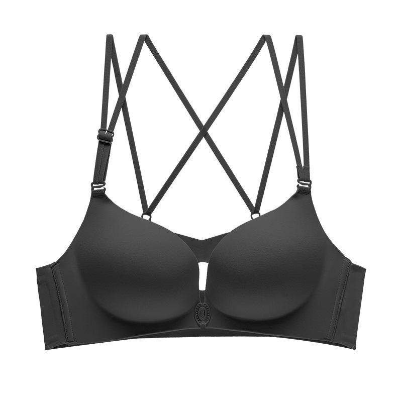 Wow, summer, no magnetic front buckle, sexy small chest, no steel ring, cross shoulder strap, hollow back bra cover, gather