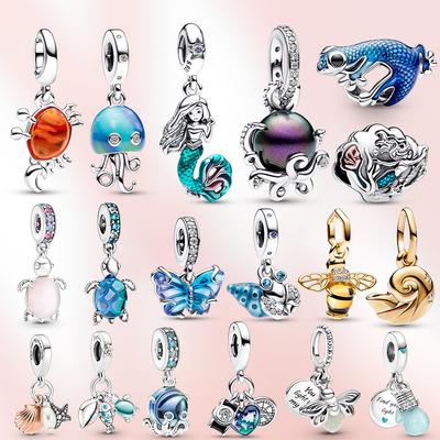 Подвеска S925 стерлингового серебра мурлок бусина геройкросс кулон муранское черепаха подходит оригинальный браслет женский подарок