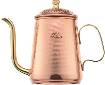 Медный кофейник Kalita Cu Kettle 600, объем 600 мл, узкое горлышко, для прямого нагрева, Сделано в Японии, Дрип-пот, Дрип-чайник, Чайник для кофе, Идеально подходит для