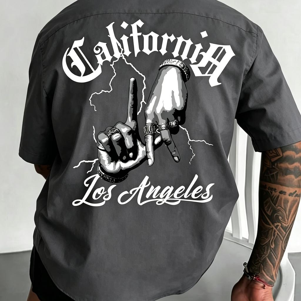 Unisexs Californialightning Hand Print Tshirt 100 Cotton Soft Comfortable Street Style Short Sleeve Crew Neck Casual Tee