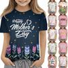 Children's Fashion Casual Short Sleeve Mother's Day Printed Round Neck T-Shirt Top