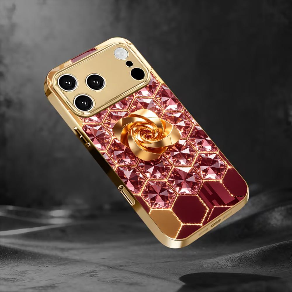 Розовый бриллиант золотая роза чехол для телефона для funda iphone для iPhone 17 pro max защитное стекло для iPhone 17 16 15 14 13 12pm Pro Plus