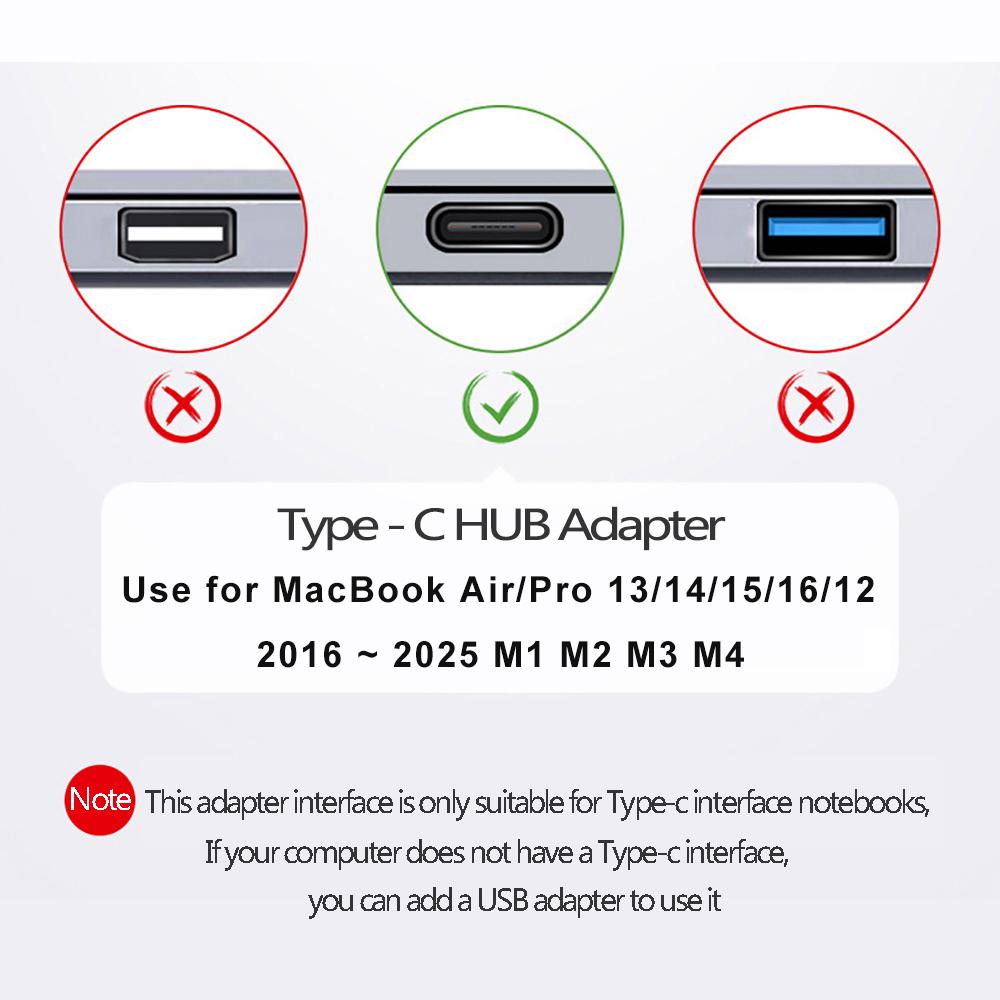 USB C хаб с HDMI адаптером 4K Thunderbolt 3 USB 30 TF SD кардридером и PD зарядкой для MacBook Air 13 15 Pro 14 M4 M3 M2 M1