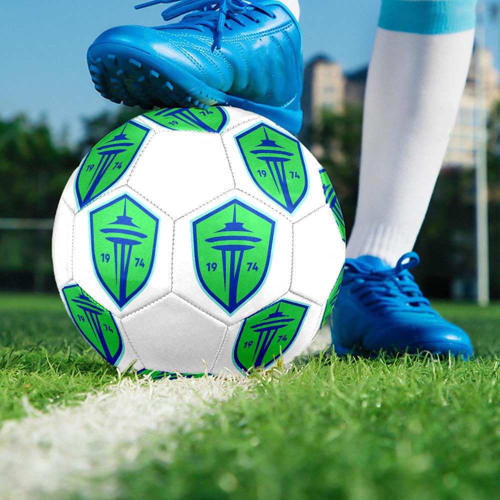 FC Seattle Sounders Soccer Ball, colorful, suitable for all ages, machine-stitched, PVC material, competition grade, durable and high bounce