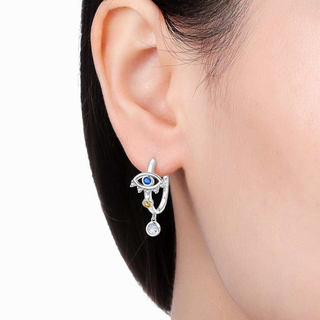 925 Sterling Silver Devil's Eye Fatima's Hand Drop Earrings Women Earrings Charm Fashion Versatile Party Jewelry Gifts