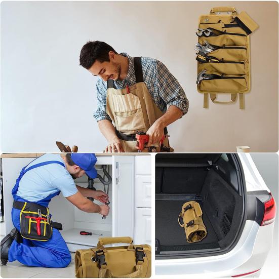 Свернутая сумка для инструментов с ручкой, водонепроницаемая, износостойкая, портативная, сверхпрочная, органайзер для инструментов, сумка для хранения