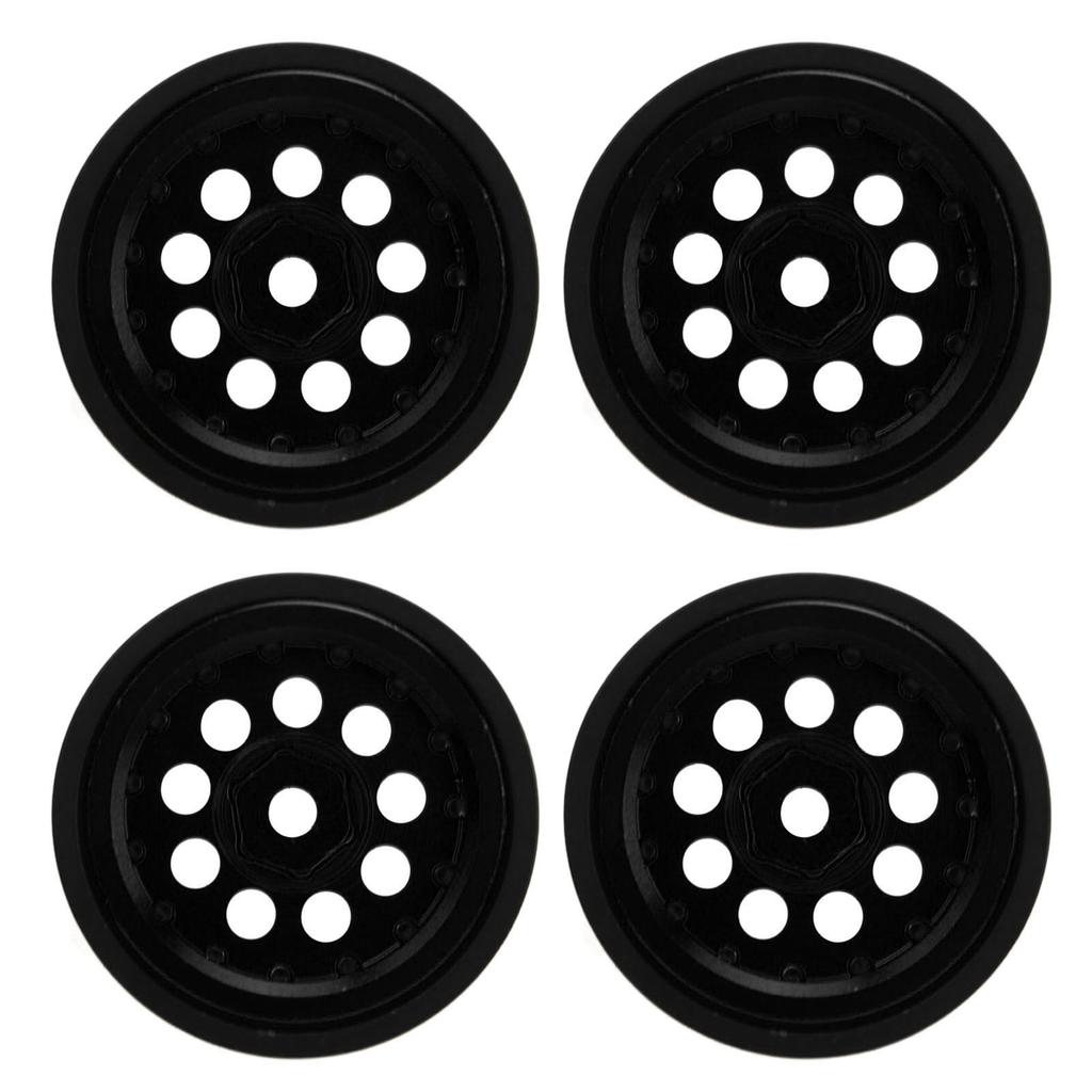 4Pcs 1.0 Inch Wheel Hub 9 Round Hole Aluminum Alloy Hub for FMS FCX24 1 24 Remote Control Climbing Car Black