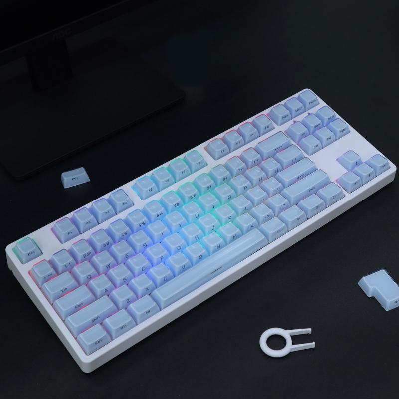 Набор колпачков для клавиш PC на 113 клавиш для механических клавиатур с двойным литьем, профиль OEM, дизайн Crystal Jelly