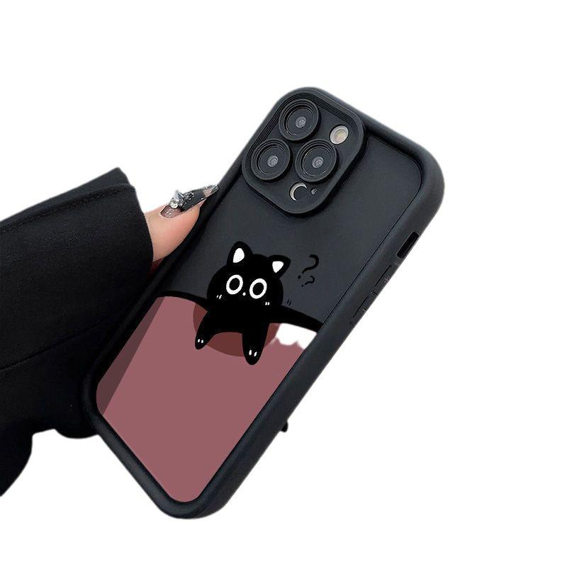 Креативный чехол для iPhone с изображением кота для моделей 15, 14, 13/12, 11 Pro, XR – мягкий, прозрачный и милый